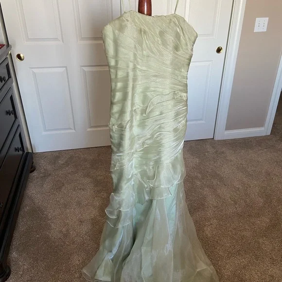 theia green dress Rayna One Shoulder Draped Dress in Green by Theia Couture